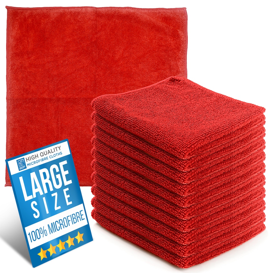 image 1 of Microfibre Cleaning Cloth 40x40cm Super Absorbent Lint Free Microfiber Cloths Cleaning for Home, Kitchen, Mirrors, Car - Pack of 10