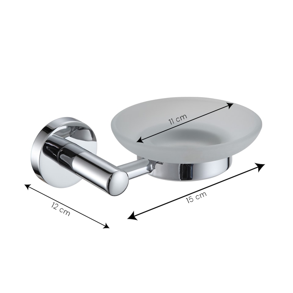 image 1 of Showerdrape Modernity Chrome Stainless Steel Wall Mounted Frosted Glass Soap Dish | Silver | 1