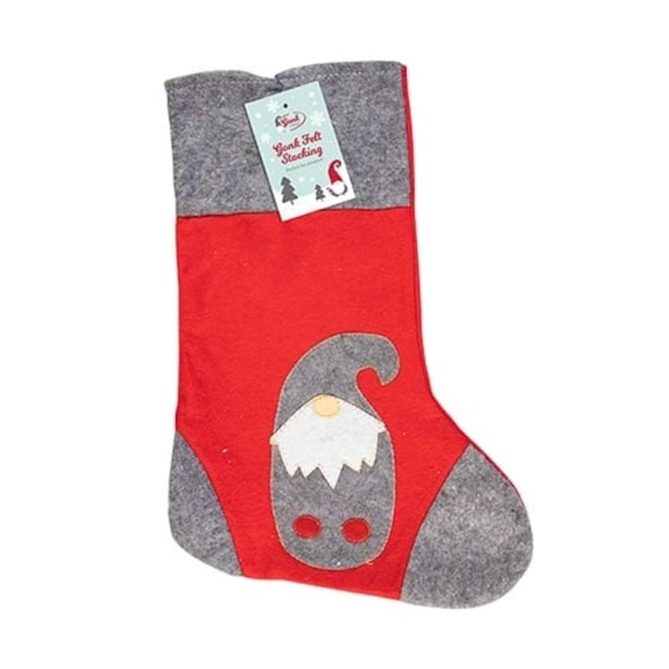 Red and Grey Gonk Felt Christmas Stocking