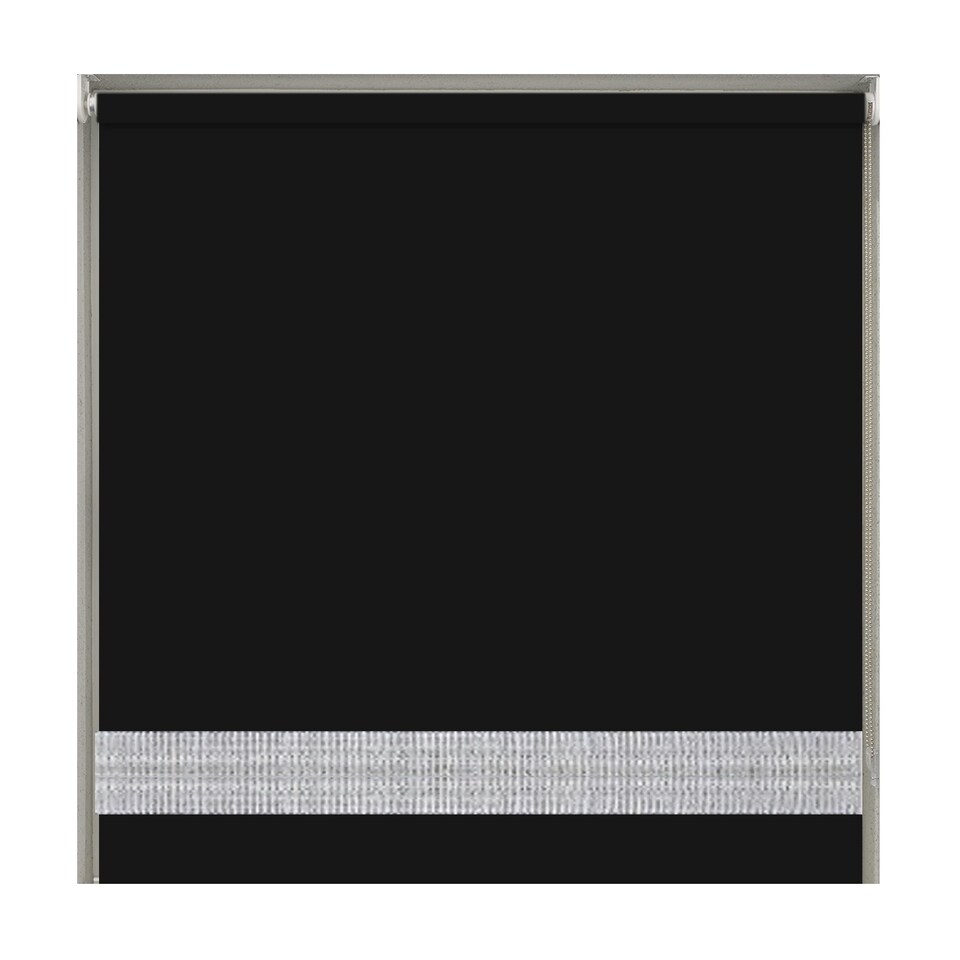 image 1 of 150cm Black Straight Diamante Edge Border Roller Blind | Black | Black