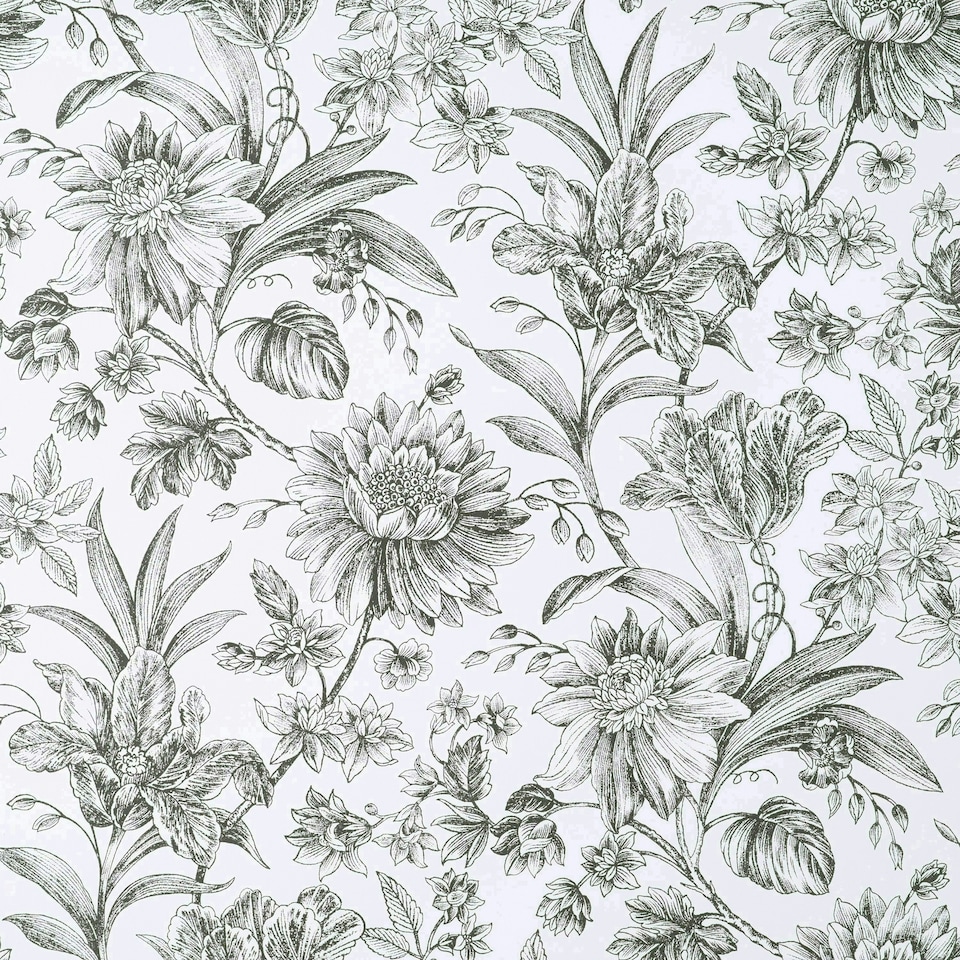 image 1 of Nuwallpaper NHS4769 Etched Floral Mono Peel & Stick Wallpaper, Black Multi