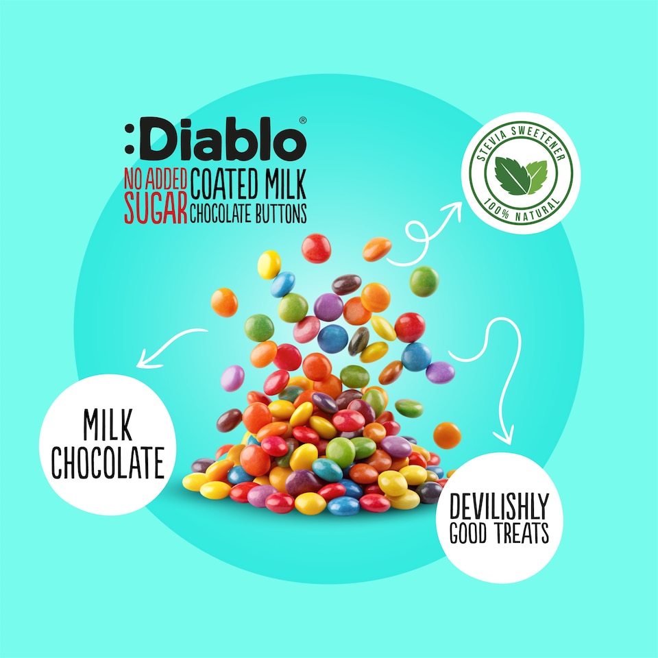 image 1 of Diablo No Added Sugar Milk Chocolate Buttons 22g 6 Pack