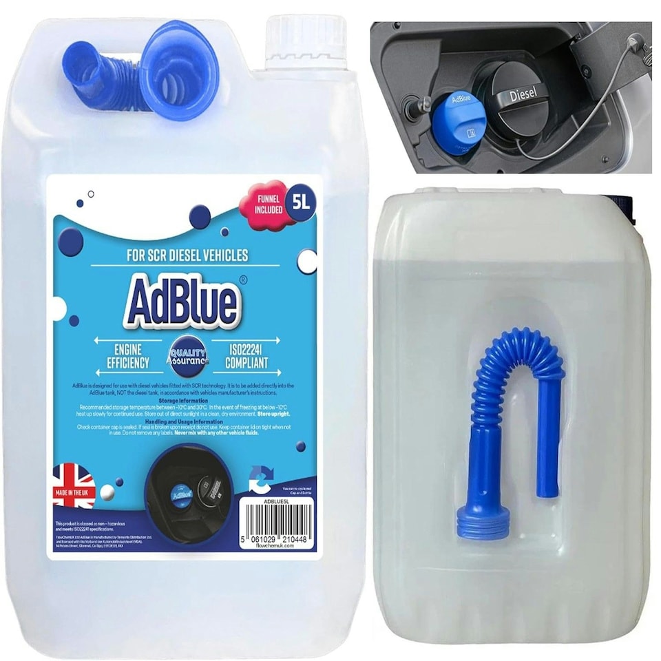 image 1 of 4 x 5 Litre AdBlue Makes & Models Complete With Easy To Pour Spout Preventing Spills