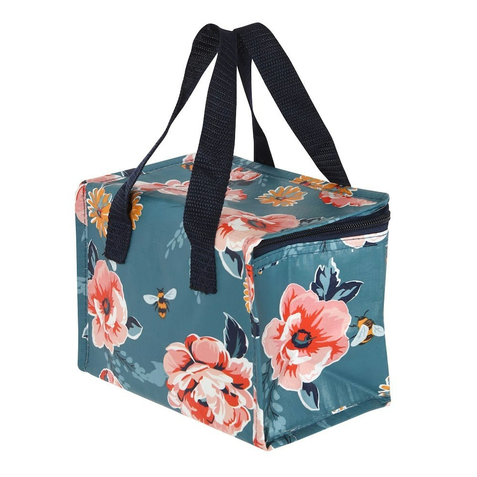 image 1 of Something Different Bee-utiful Floral Lunch Bag - Navy Blue/Pink - One Size