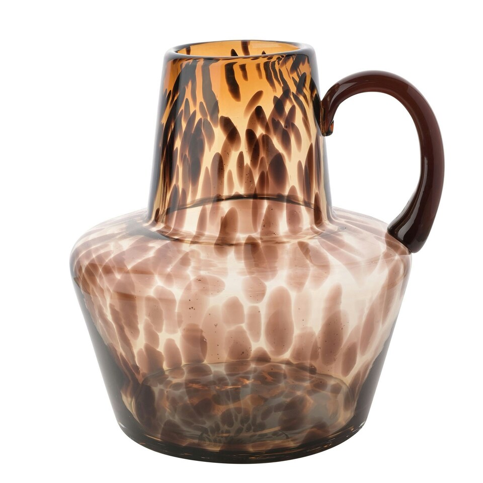 image 1 of Hestia Glass Jug Style Vase With Handle - Mocha