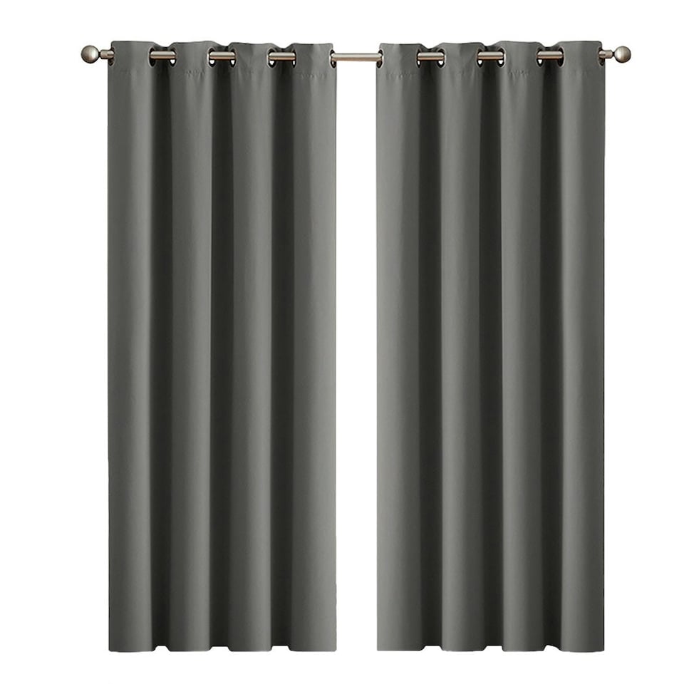 image 1 of Marlow 2xBlockout Curtains Panels 3 Layers Eyelet Room Darkening 117x183cm Charcoal Grey