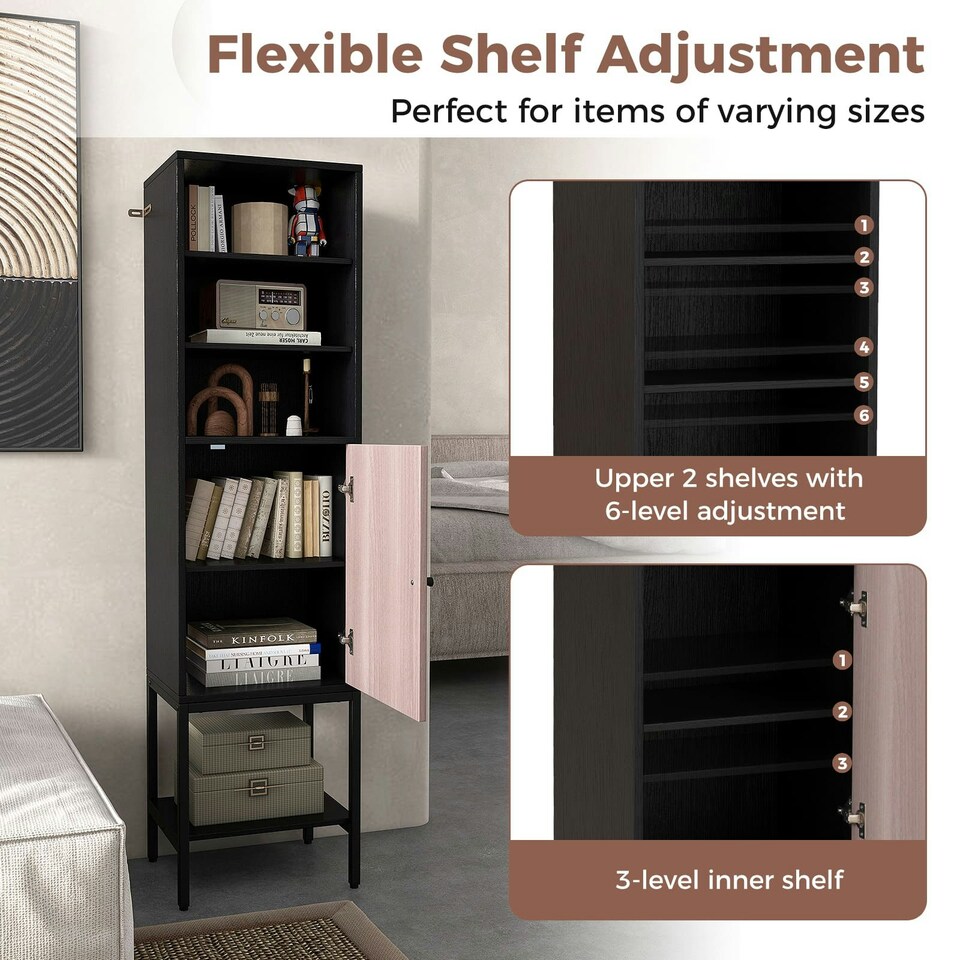 image 1 of COSTWAY Storage Cabinet w/Adjustable Shelf Black Black
