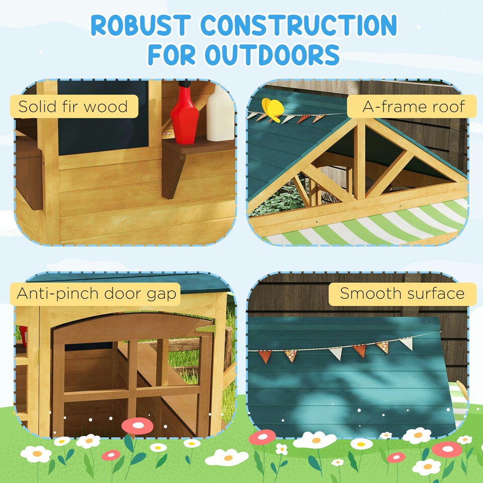 image 1 of AIYAPLAY Wooden Playhouse for Kids Outdoor, Foldable Wendy House, Brown