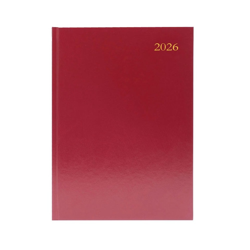 Janrax 2026 A5 Week To View Burgundy Desk Diary kfa53bg26