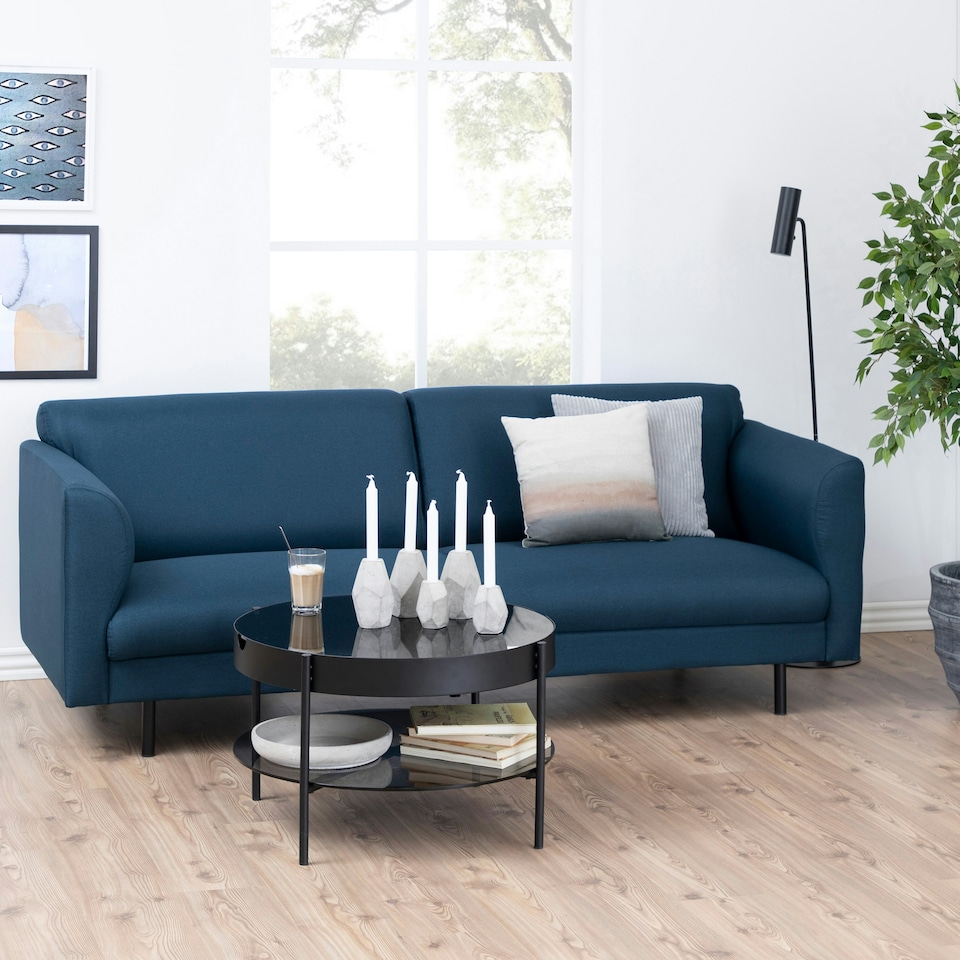 image 1 of Tipton Round Coffee Table in Black with Smoked Glass Top 75cm