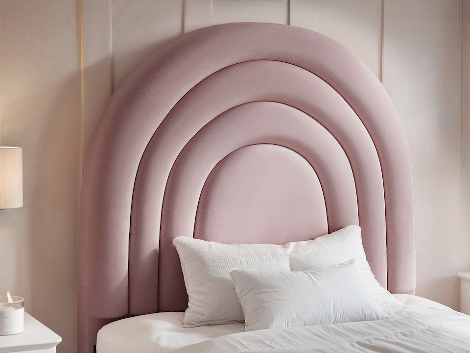 image 1 of Flair Ava Single Ottoman Bed Pink Velvet