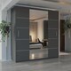 image 2 of Alfa Double Sliding Door Wardrobe with Mirror for Bedroom - Grey 150cm