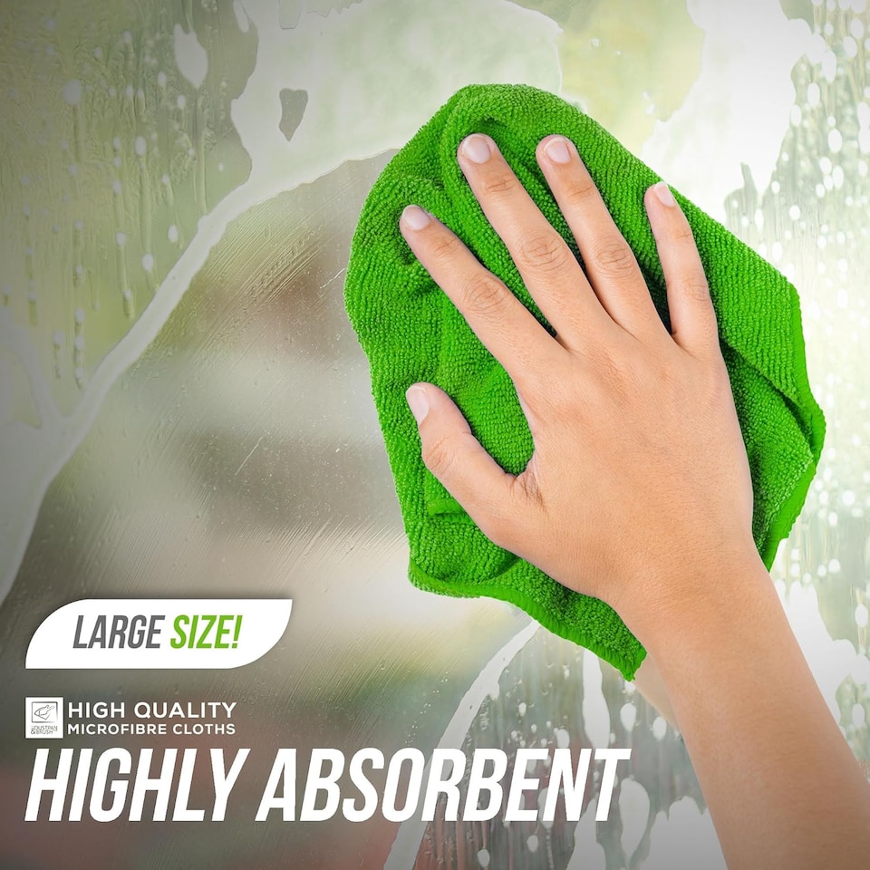 image 1 of Microfibre Cleaning Cloth 40x40cm Super Absorbent Lint Free Microfiber Cloths Cleaning for Home, Kitchen, Mirrors, Car - Pack of 20