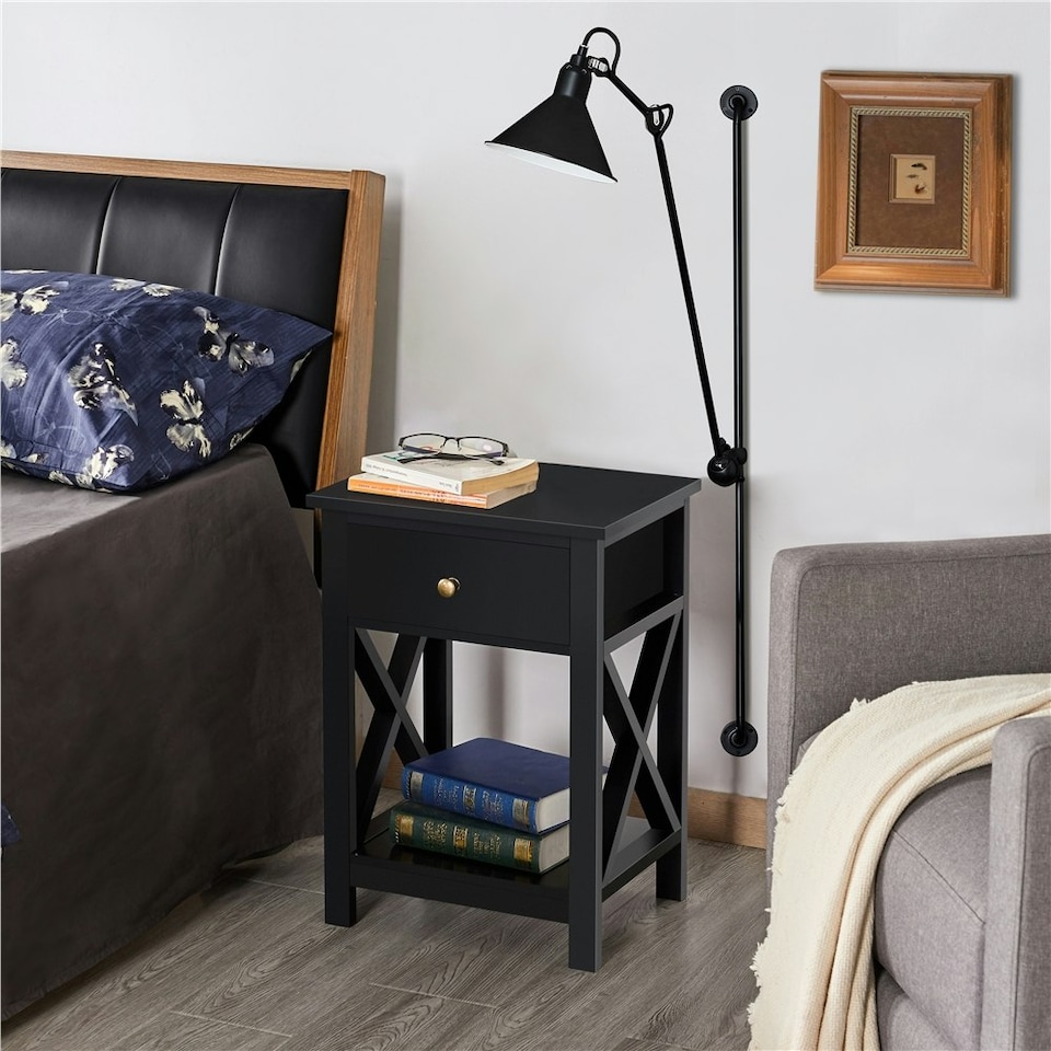 image 1 of Yaheetech X Shape End Table Black