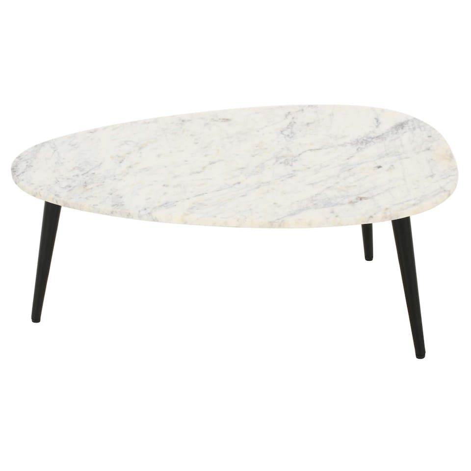 image 1 of Miel Coffee Table With White Marble Top and Metal Legs White