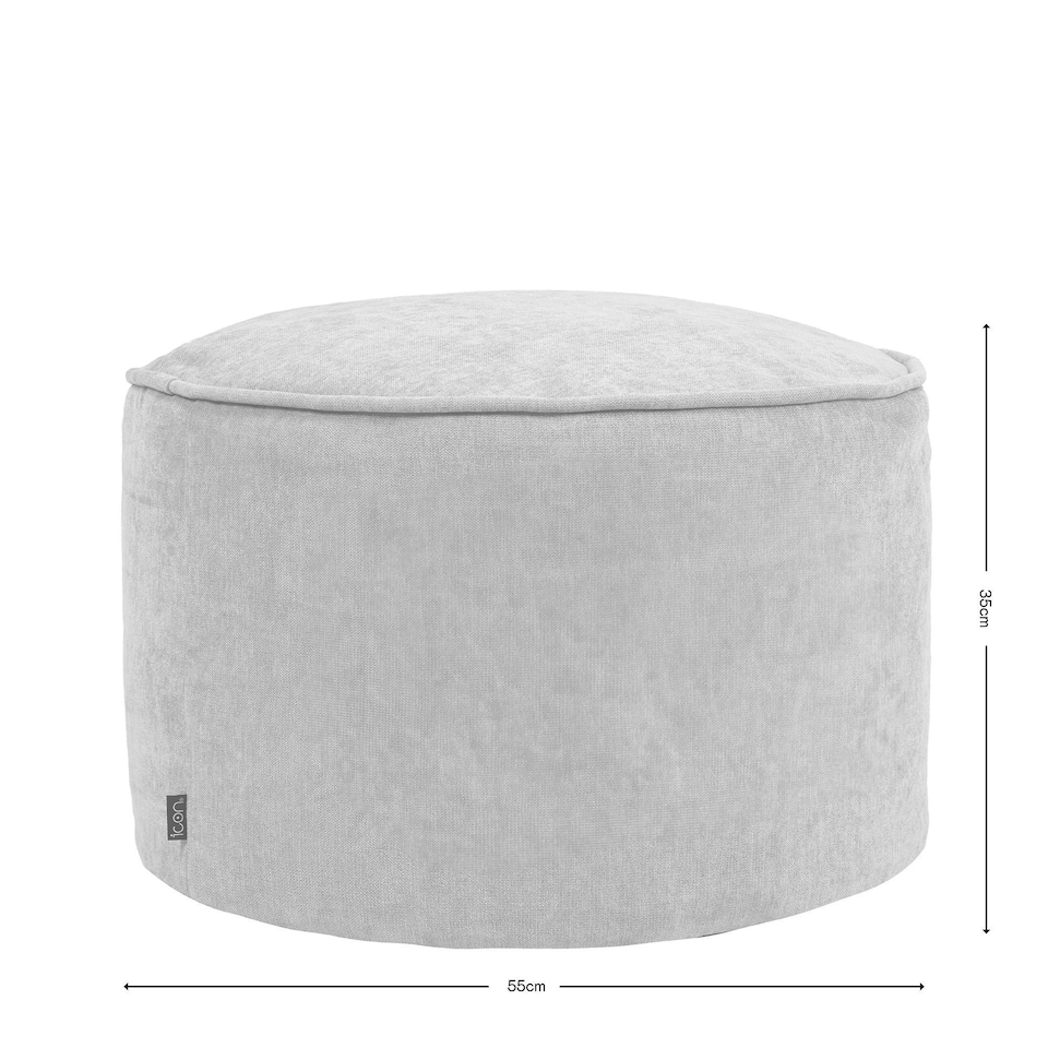 image 1 of icon Round Chenille Bean Bag Pouffe Grey Large Chenille Footstool | Grey | Grey | M