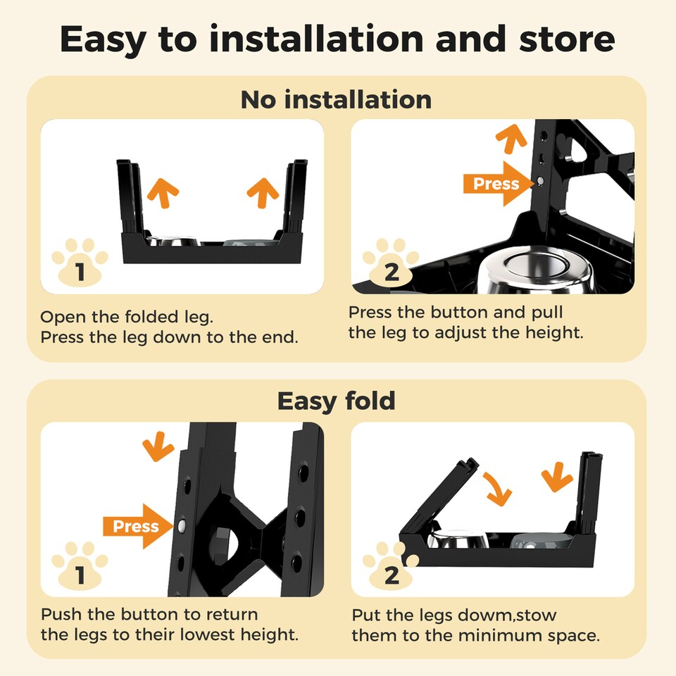 image 1 of Skylos Dog Raised Elevated Pet Feeding Bowls Stainless Steel Adjustable Stand