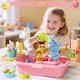 image 3 of Pretend Play Kitchen Sink with Real Running Water 4-in-1 Water Play Table (Pink)