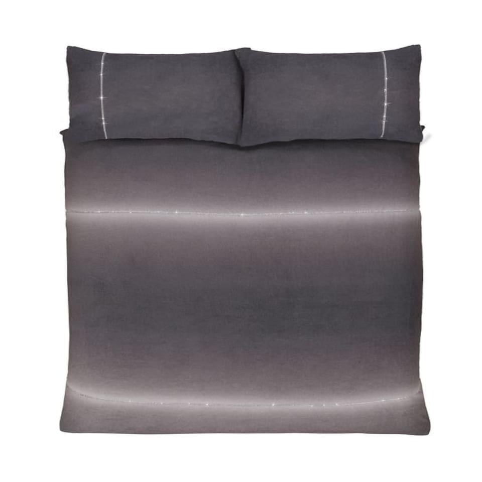 image 1 of Diamante Teddy Duvet Cover Set with Pillowcase Grey | Single