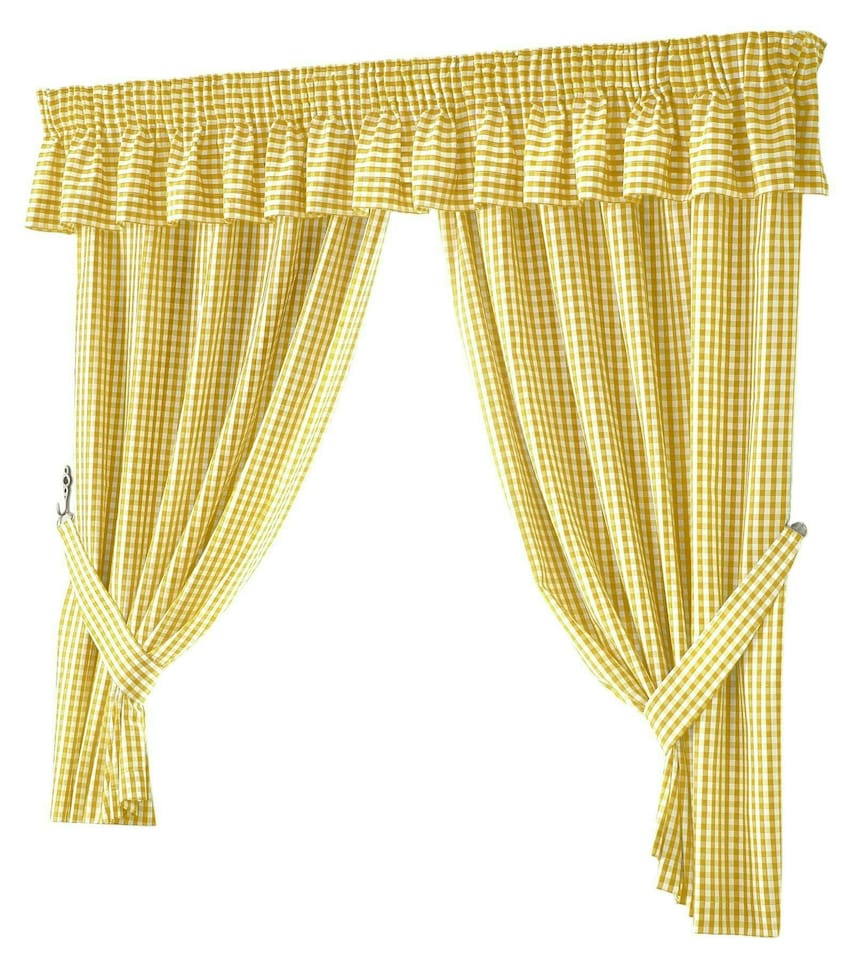 image 1 of Gingham Kitchen Curtains - Yellow - 117cm x137cm