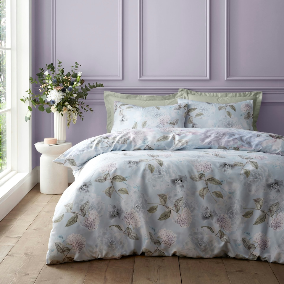 image 1 of RHS x Catherine Lansfield Floral Serenity So Soft Duvet Cover Set Blue | Blue | King