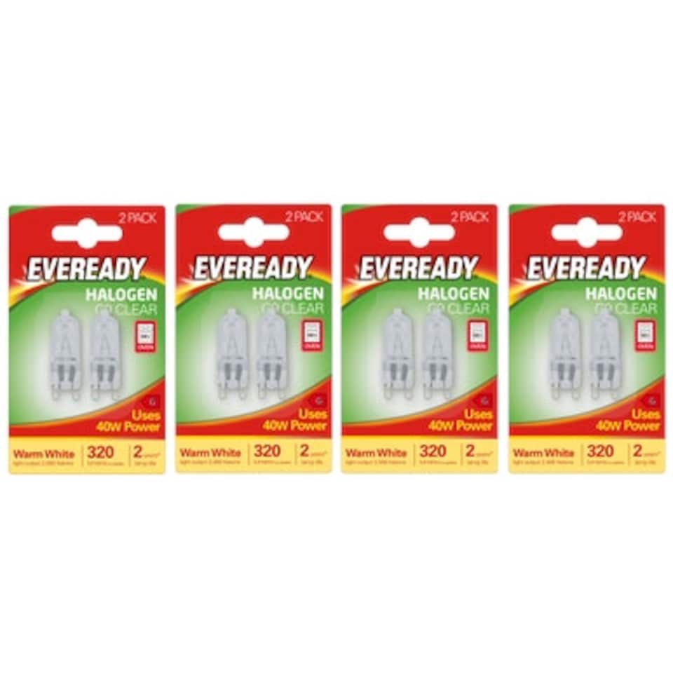 image 1 of Eveready Halogen G9 Capsule 320lm 40W 2800K (Warm White) Light Bulb - Pack of 8