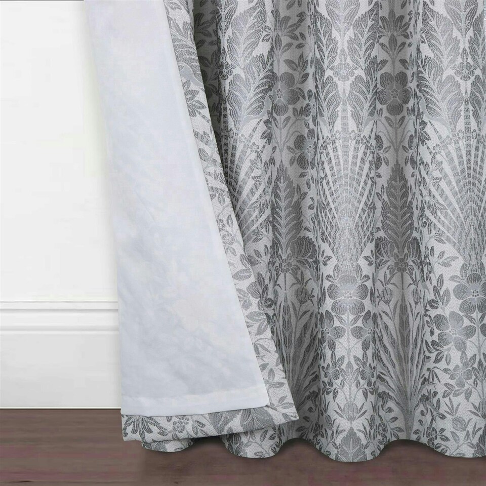 image 1 of Keswick Floral Pencil Pleat Curtains - Beige - 117cm x 229cm