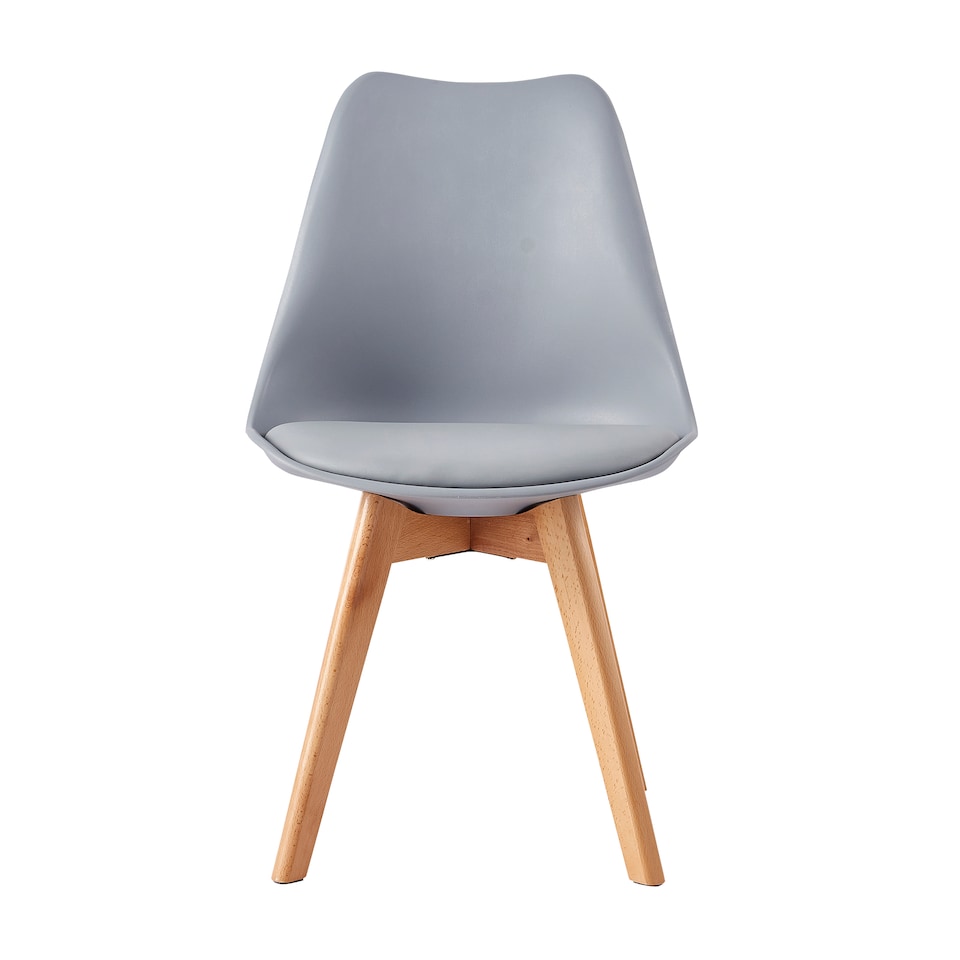 image 1 of Set of 2 Dining Chairs with Solid Wooden Legs and Seat Cushion Pad Grey - Eva by MCC