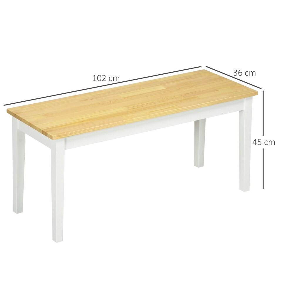 image 1 of HOMCOM Wood Dining Bench Wooden Bench for 2 People, White