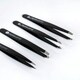 image 4 of Brushworks 4 Piece Combination Tweezer Set - Black