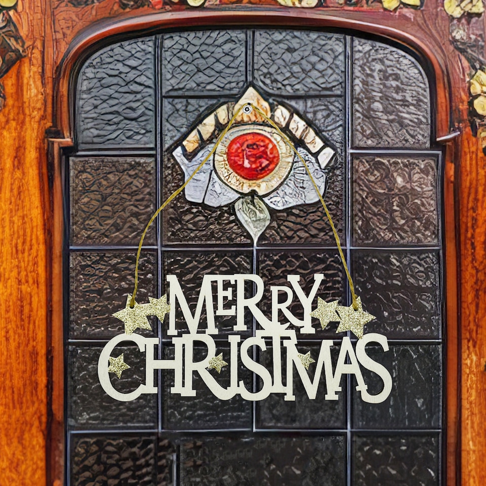 image 1 of Wooden Christmas Table Sign, Merry Christmas Sign Xmas Tabletop Centrepiece