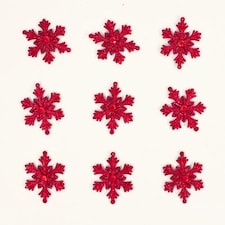Red Glittered Christmas Snowflakes Hanging Decorations 7cm - Pack of 9