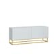 image 1 of TV Unit 100cm White Matt with Fluted Fronts and Gold Legs White