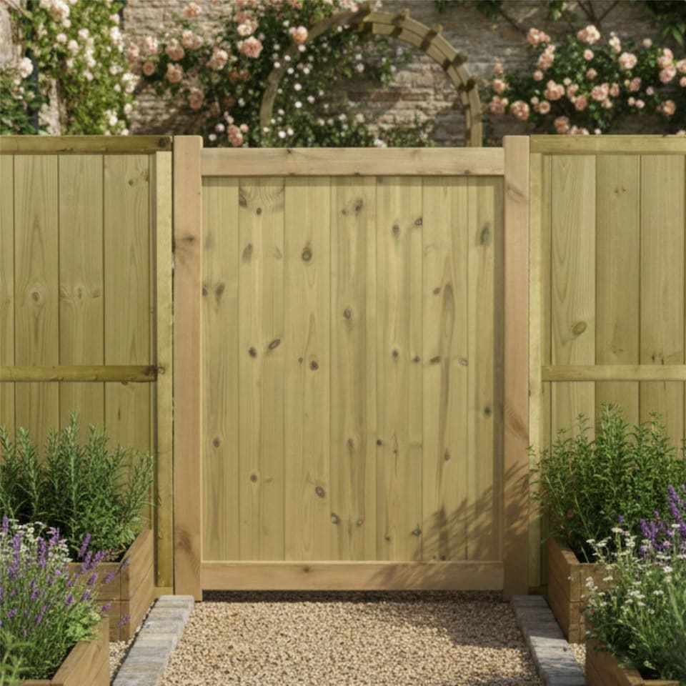 image 1 of Ultimate T&G Gate 4ft x 3ft Vertical Smooth-Planed Fully Framed Treated Door