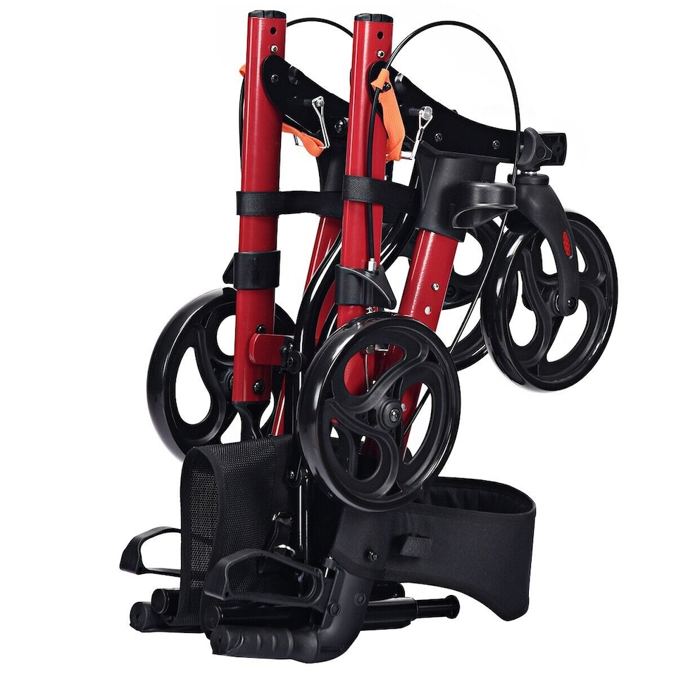 image 1 of COSTWAY Folding Rollator Walker Aluminium Mobility Aid Red | Red