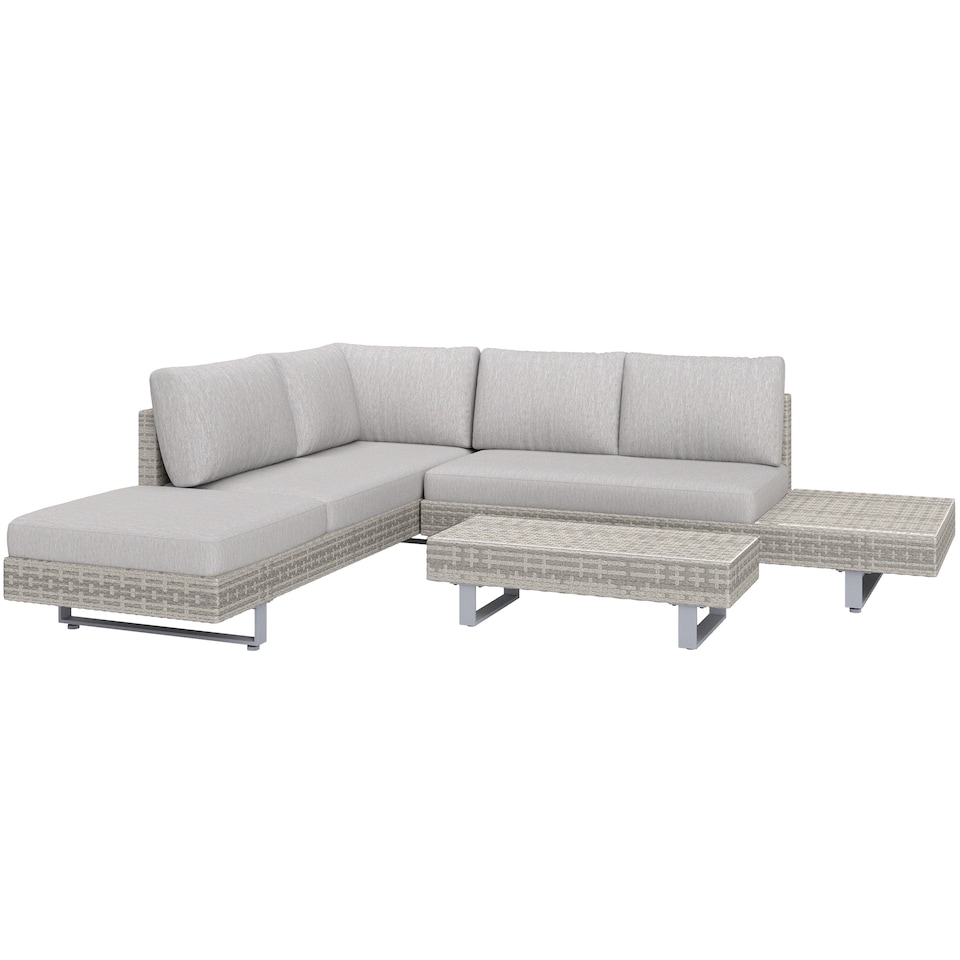 image 1 of Outsunny 3pc Rattan Wicker Sofa Set with Tea Table & Cushions