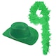 image 1 of Pack of 1 Green Glitter Cowboy Hat & Feather Boa Green | One Size