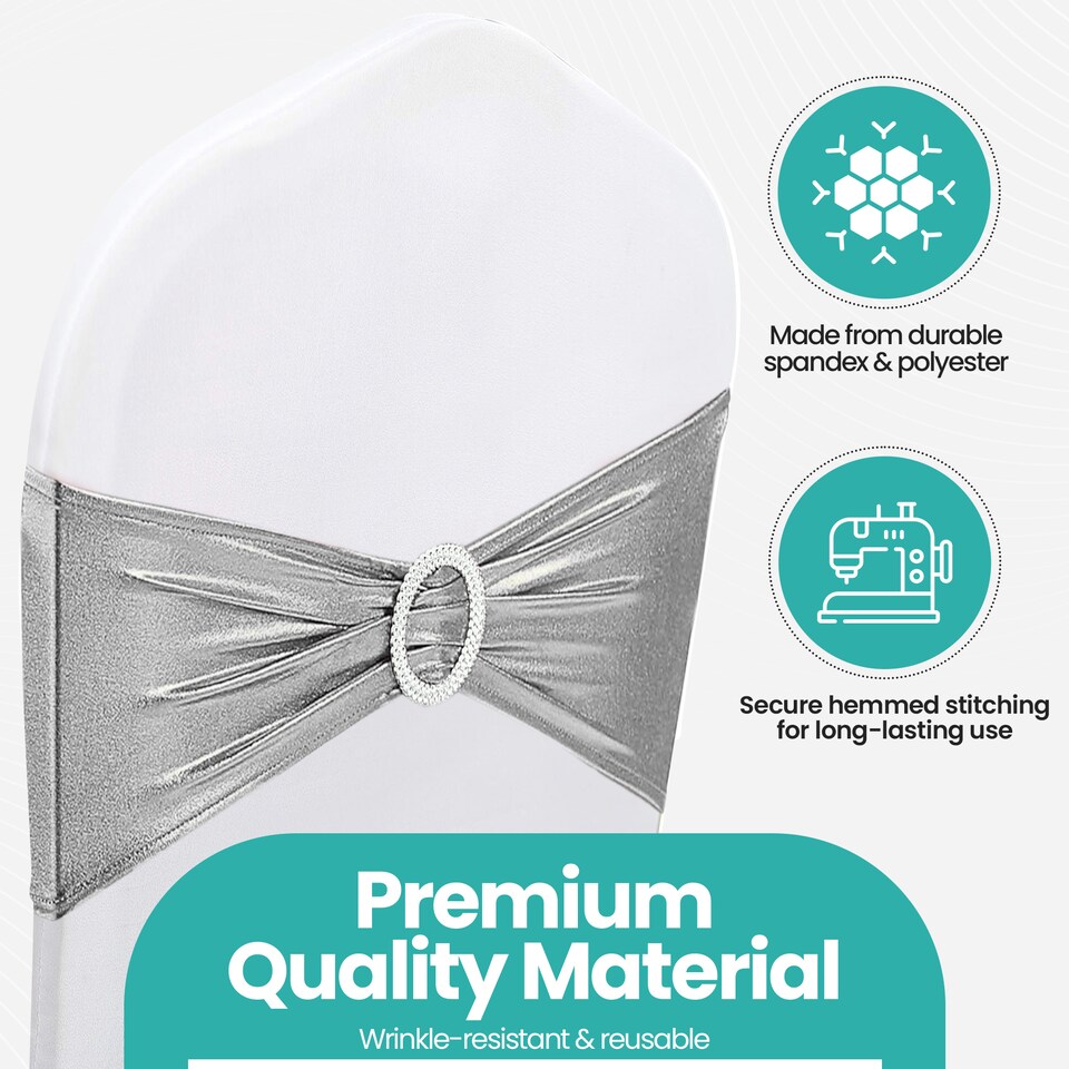 image 1 of 36cm x 13cm Synthetic Fabric Shiny Chair Band with Buckle - 1pc