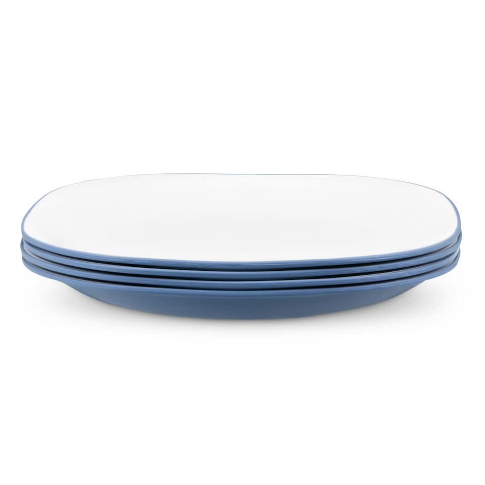 image 1 of 4 Pack Dinner Plates, 9 Inch Two Tone Matte Finish Blue