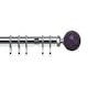 image 1 of 25-28mm Purple Mosaic End Satin Silver Metal Curtain Pole Set 120 - 210cm | Silver | Silver