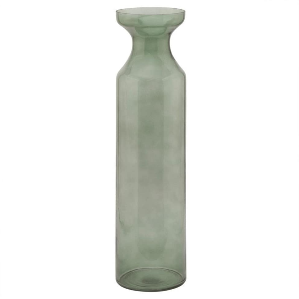 Smoked Tall Fluted Vase - Glass - L15 x W15 x H60 cm - Sage Green
