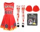 image 1 of Devil Cheerleader Costume - Facepaint, Bloody Tights, and Pom Poms | Red | L