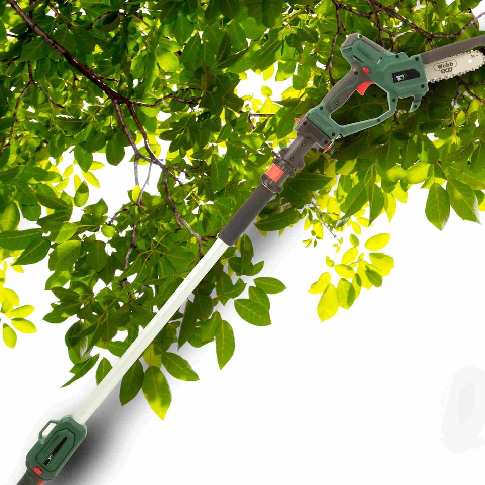 image 1 of Webb Eco 20V 15cm Cordless Pruning Saw with Telescopic Extension Pole | Multi | 1 x Cordless Pruning Saw and Extension Pole