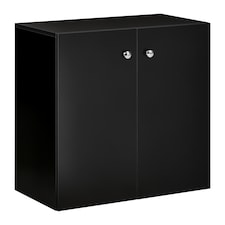 HOMCOM Storage Cabinet w  Two Shelves Wooden Sideboard Freestanding Kitchen Cupboard Bookcase - Black