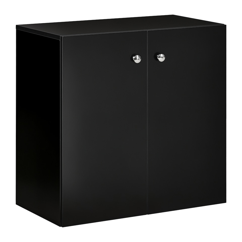 image 1 of HOMCOM Storage Cabinet w  Two Shelves Wooden Sideboard Freestanding Kitchen Cupboard Bookcase - Black
