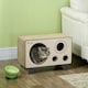 image 2 of PawHut Cat Scratcher Board Radio Shape Cardboard with Catnip, Natural Wood