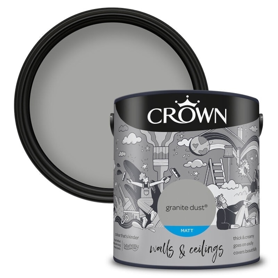 image 1 of Crown Walls & Ceilings Matt 2.5L Granite Dust