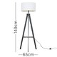 image 3 of ValueLights Morrigan White Shade Grey Wood Tripod Floor Lamp & Bulb | White