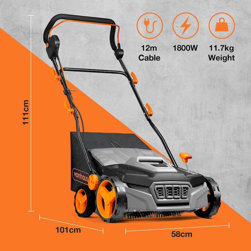 image 1 of VonHaus Artificial Grass Brush Sweeper Cleaner Machine 1800W