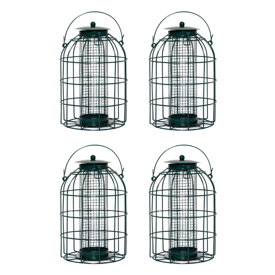 image 1 of Pack of 4 Wild Bird Hanging Nut Feeder with Squirrel Guard